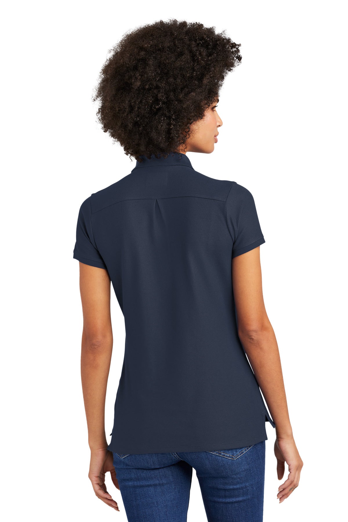 DISCONTINUED New Era Ladies Venue Home Plate Polo. LNEA300 - True Navy - back