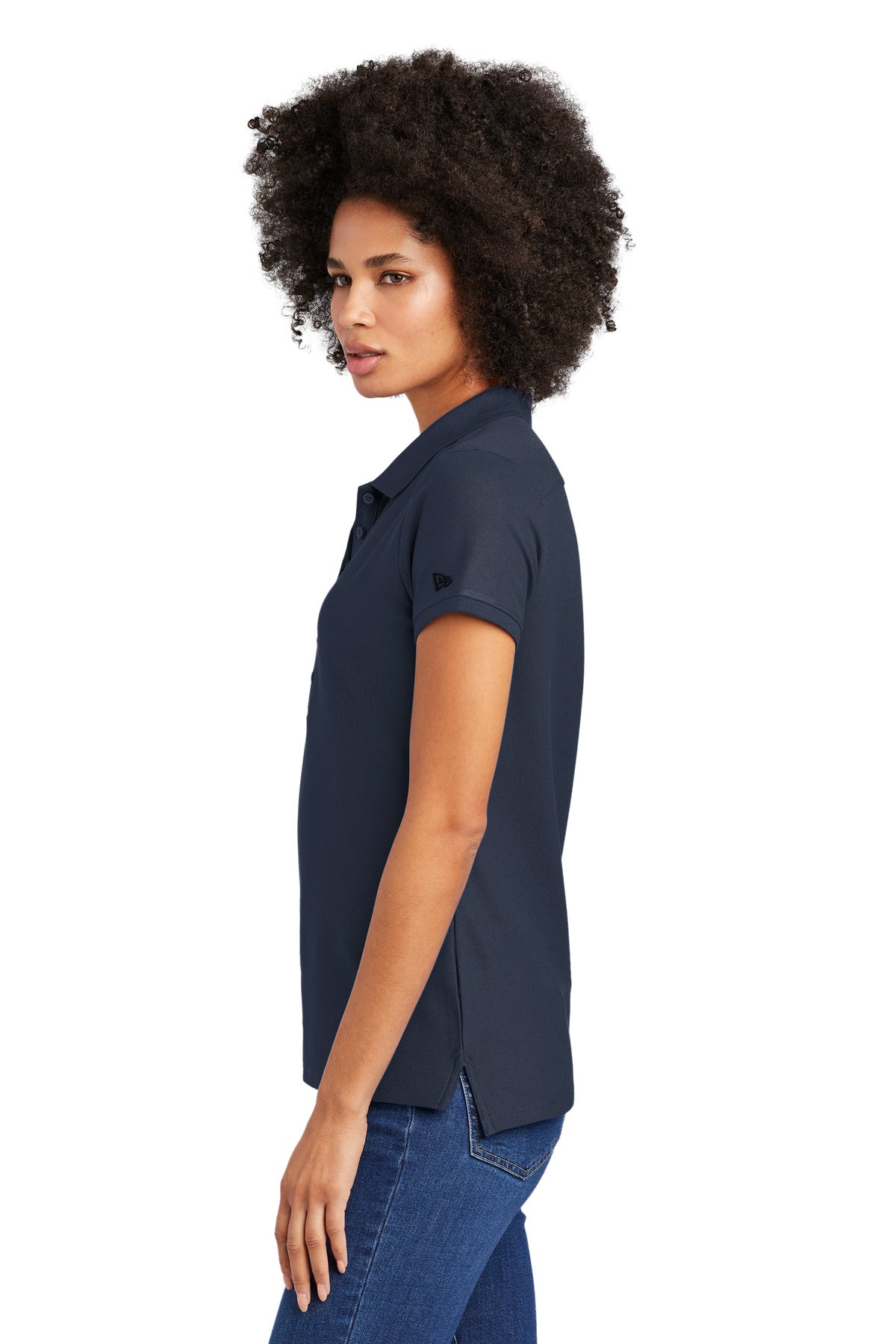DISCONTINUED New Era Ladies Venue Home Plate Polo. LNEA300 - True Navy - side