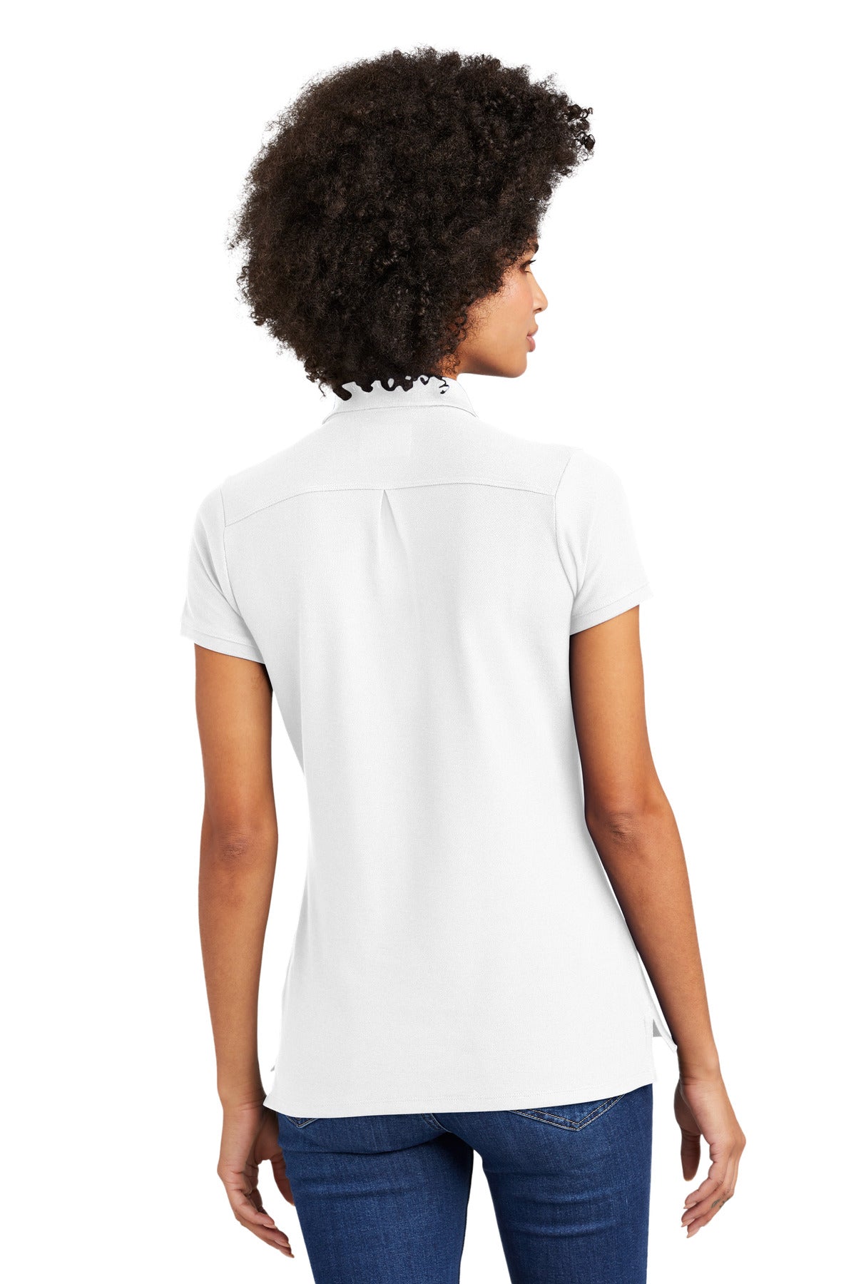 DISCONTINUED New Era Ladies Venue Home Plate Polo. LNEA300 - White - back