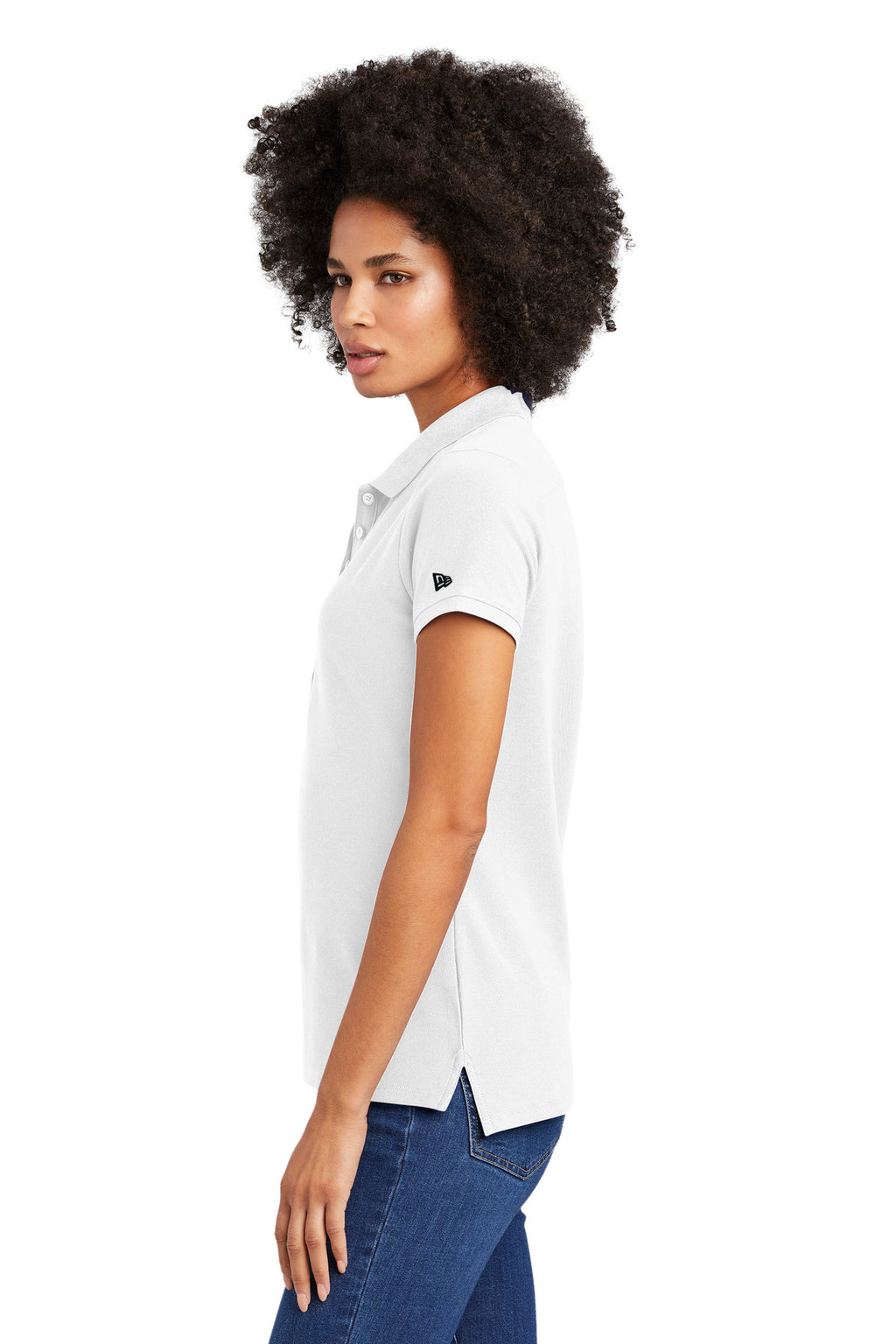 DISCONTINUED New Era Ladies Venue Home Plate Polo. LNEA300 - White - side