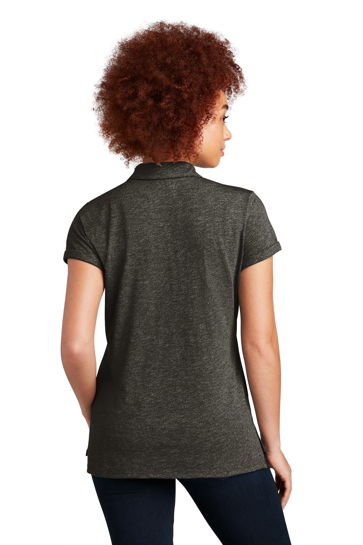 New Era Women's Slub Twist Polo LNEA301 - Black Twist - back