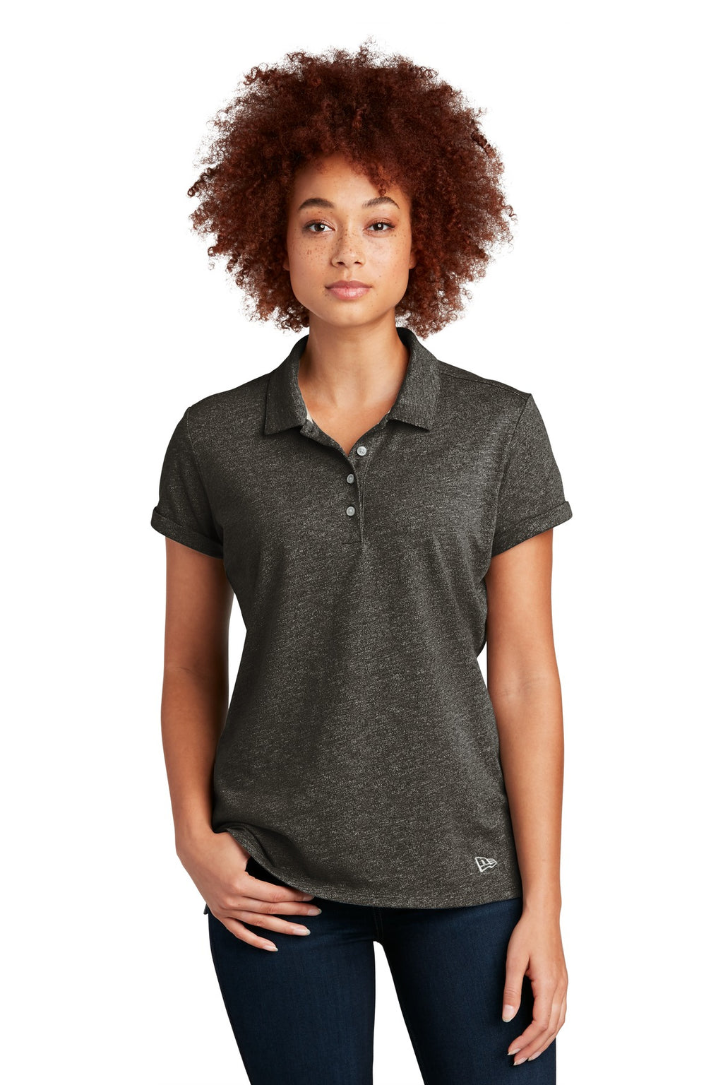 New Era Women's Slub Twist Polo LNEA301 - Black Twist - front