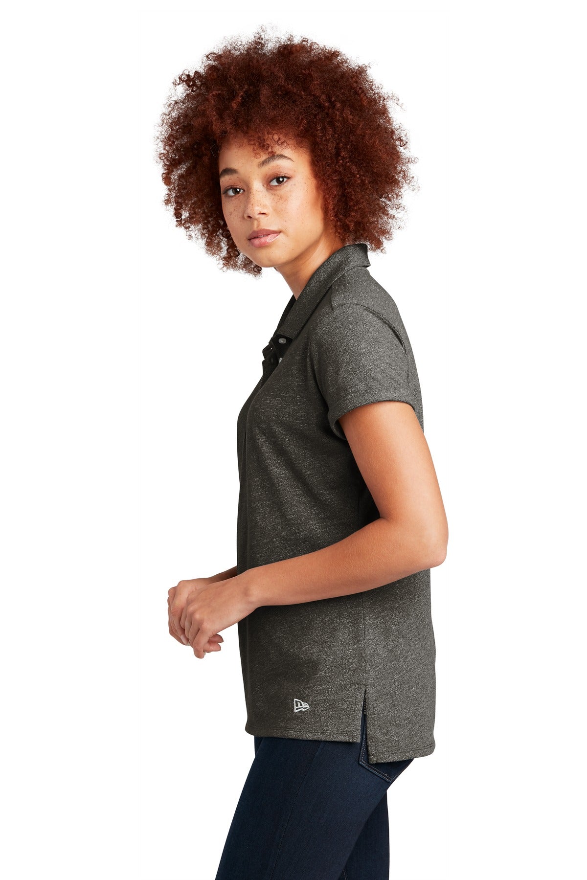 New Era Women's Slub Twist Polo LNEA301 - Black Twist - side