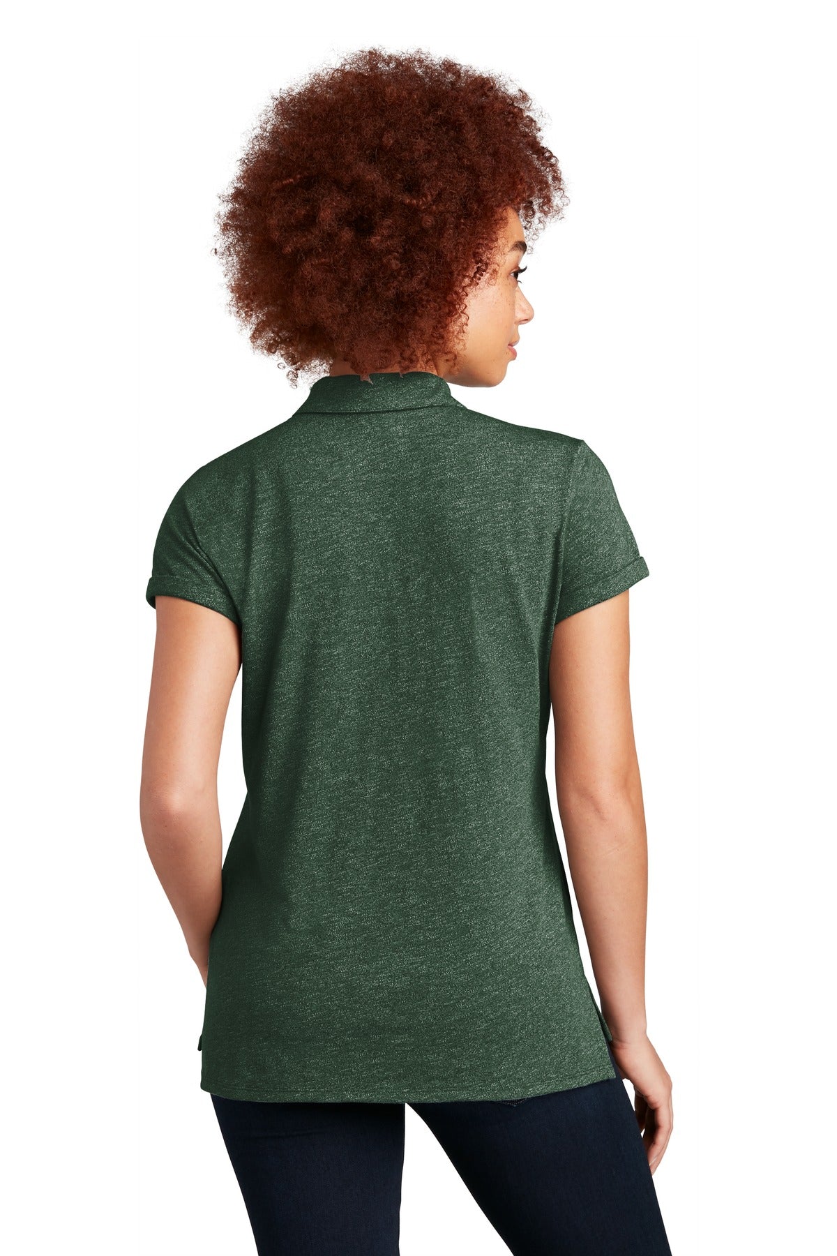 New Era Women's Slub Twist Polo LNEA301 - Dark Green Twist - back