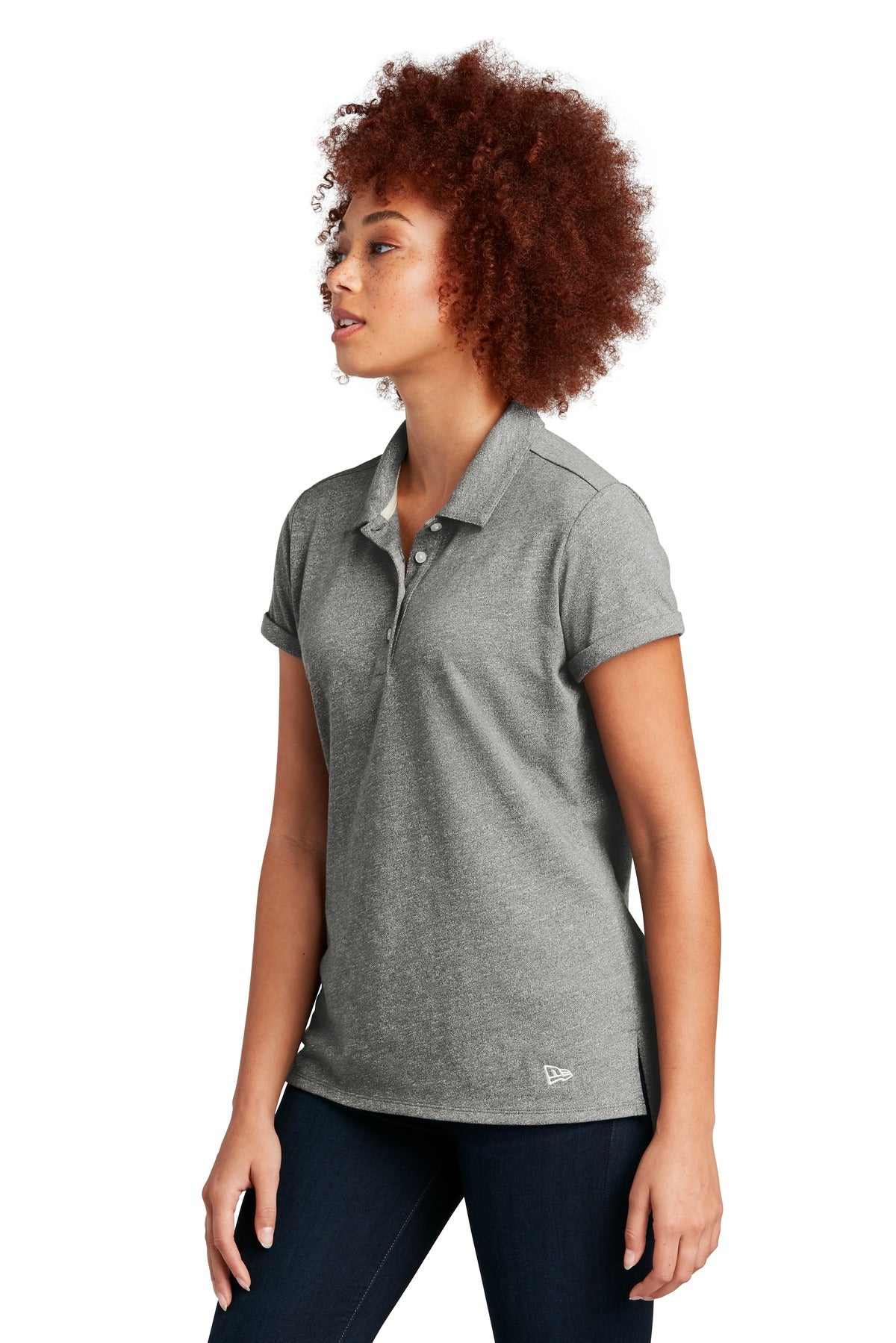 New Era Women's Slub Twist Polo LNEA301 - Shadow Grey Twist - three_q