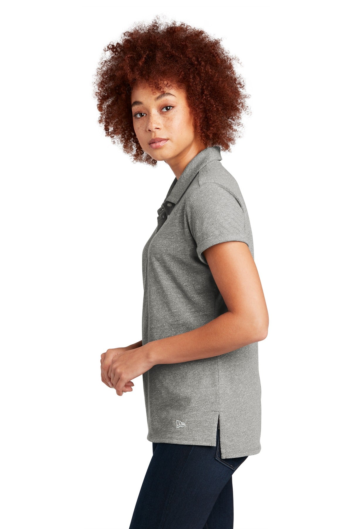 New Era Women's Slub Twist Polo LNEA301 - Shadow Grey Twist - side