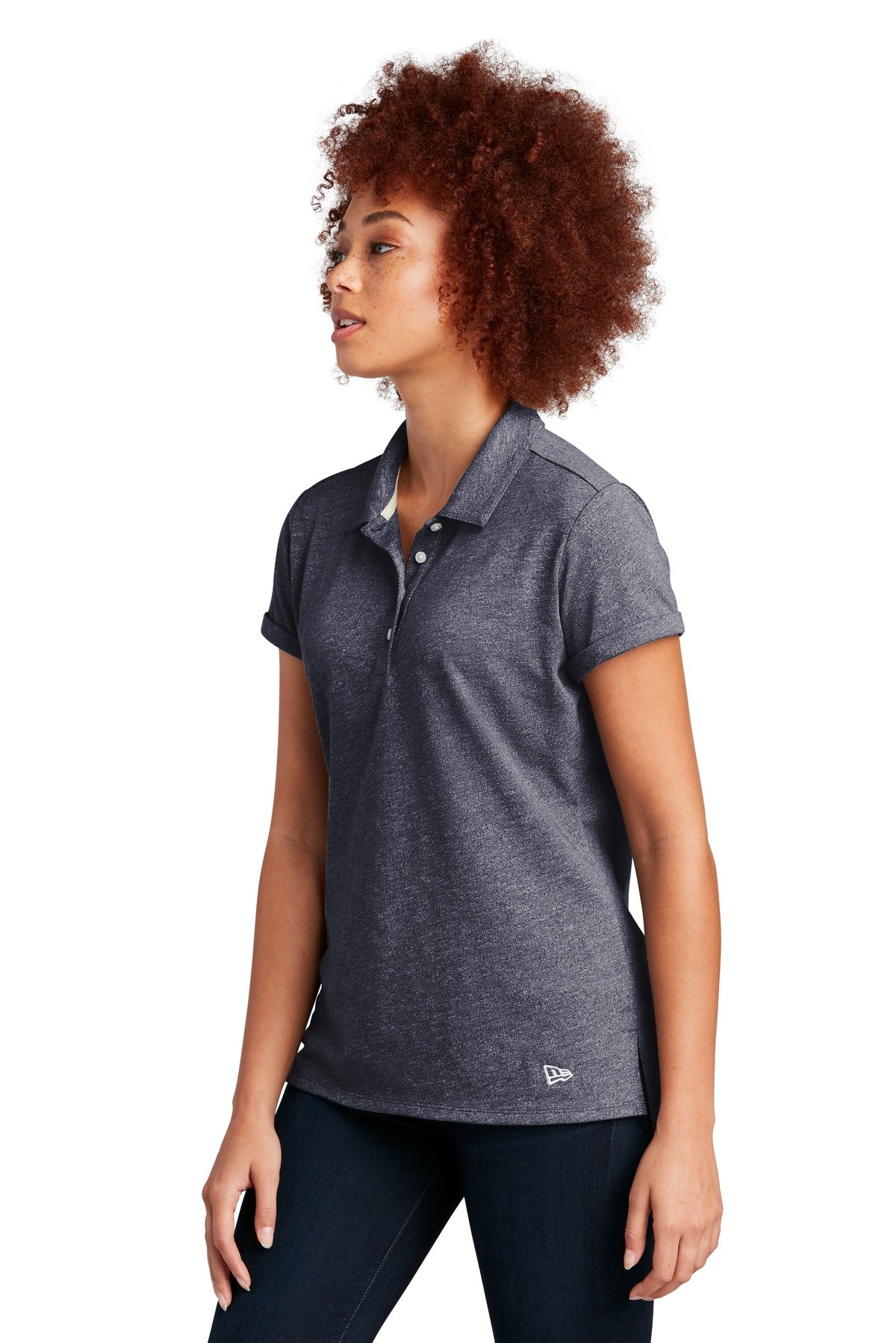 New Era Women's Slub Twist Polo LNEA301 - True Navy Twist - three_q