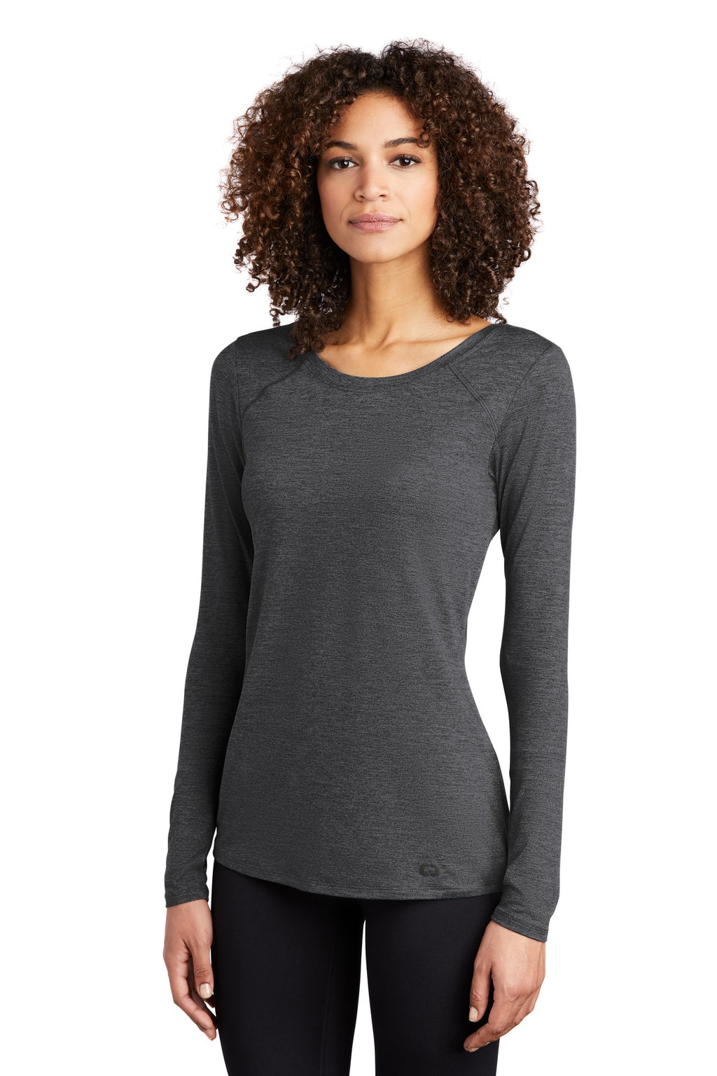 OGIO Women's Force Long Sleeve Tee LOE340 - Blacktop Heather - three_q