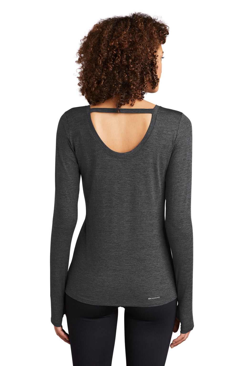 OGIO Women's Force Long Sleeve Tee LOE340 - Blacktop Heather - back