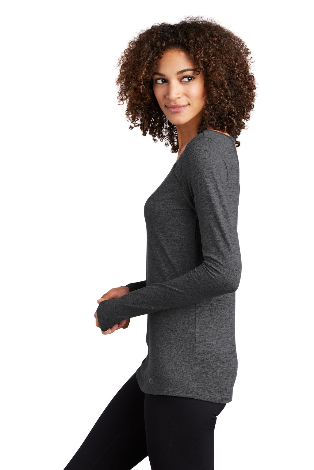 OGIO Women's Force Long Sleeve Tee LOE340 - Blacktop Heather - side