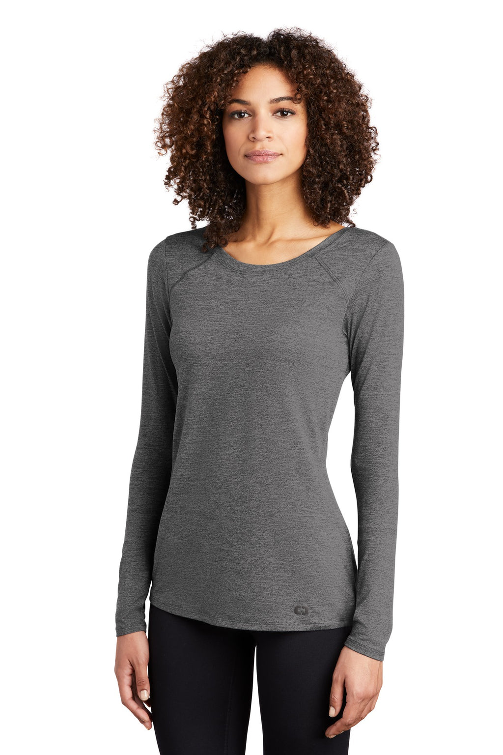 OGIO Women's Force Long Sleeve Tee LOE340 - Gear Grey Heather - three_q