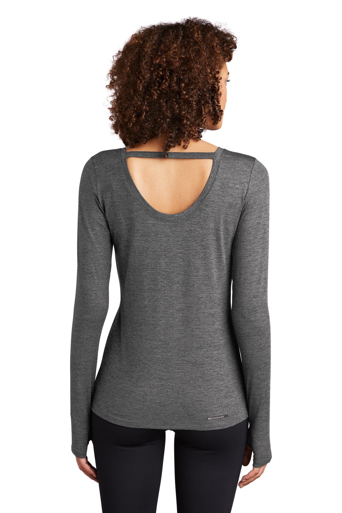 OGIO Women's Force Long Sleeve Tee LOE340 - Gear Grey Heather - back