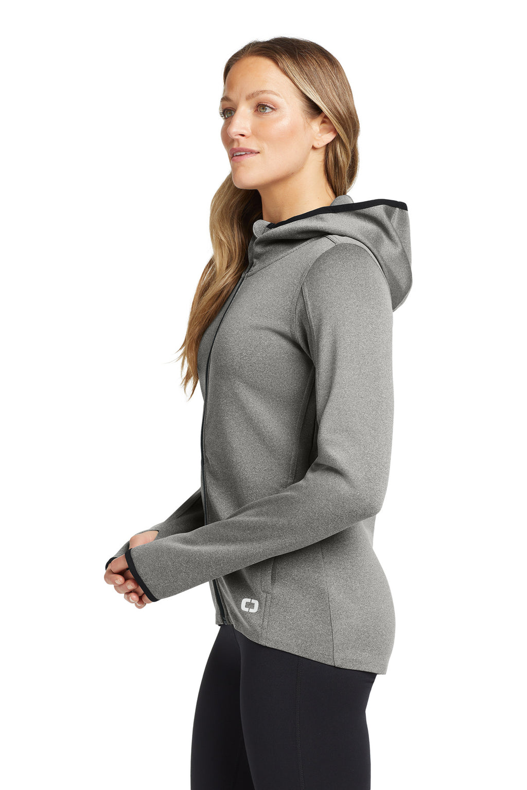 OGIO Women's Stealth Full-Zip Jacket. LOE728 - Heather Grey - side