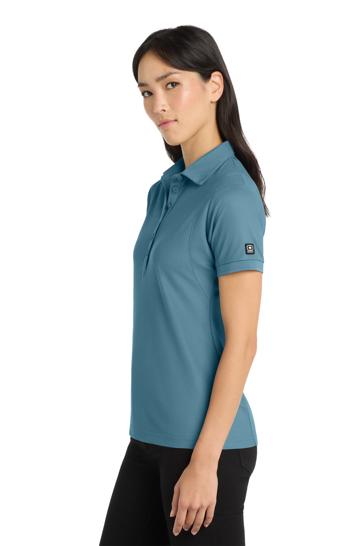 OGIO - Jewel Polo. LOG101 - Blue Mist - side