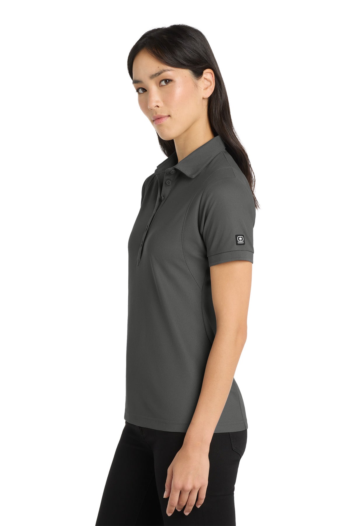 OGIO - Jewel Polo. LOG101 - Diesel Grey - side