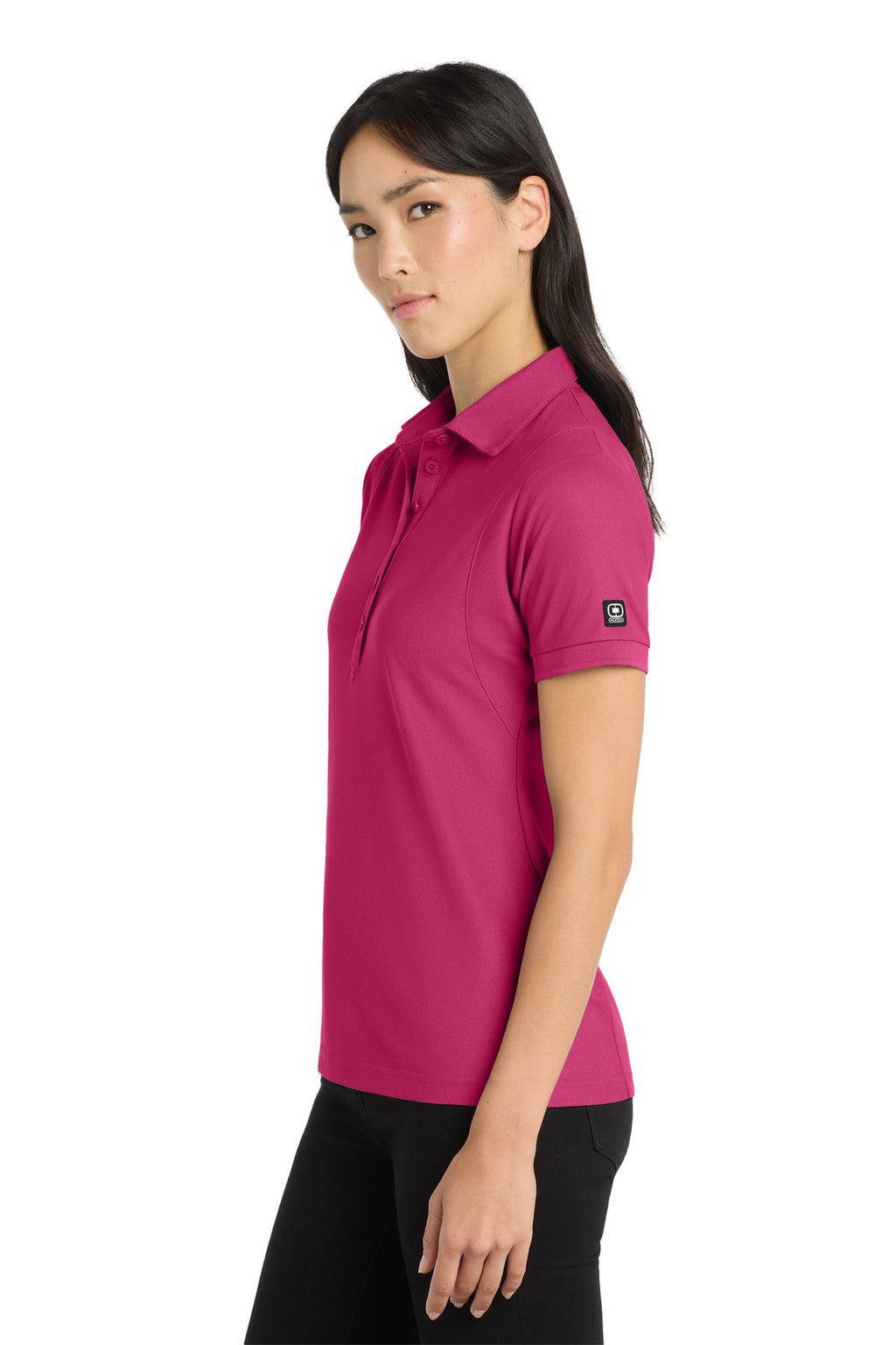 OGIO - Jewel Polo. LOG101 - Pink Crush - side