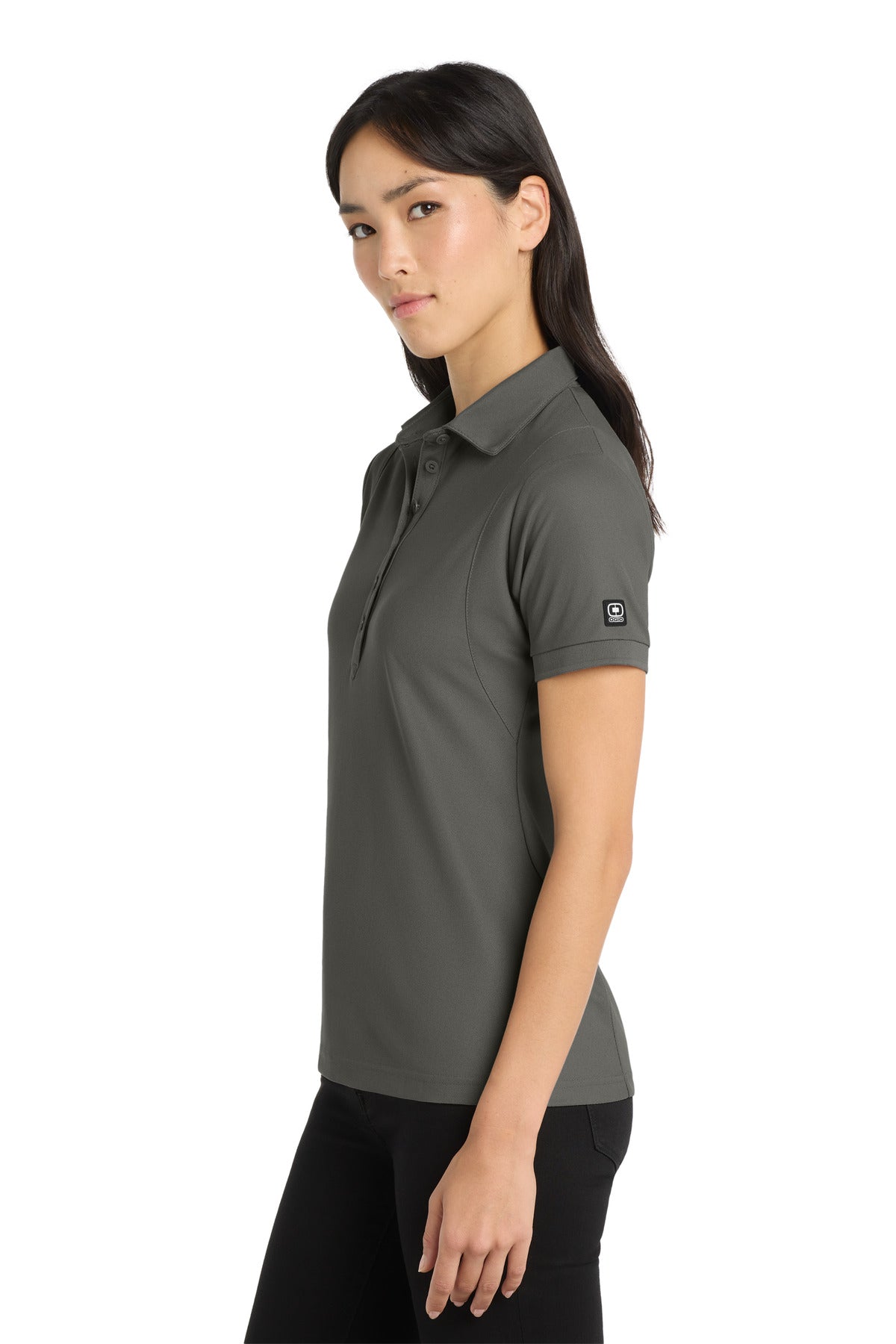 OGIO - Jewel Polo. LOG101 - Rogue Grey - side
