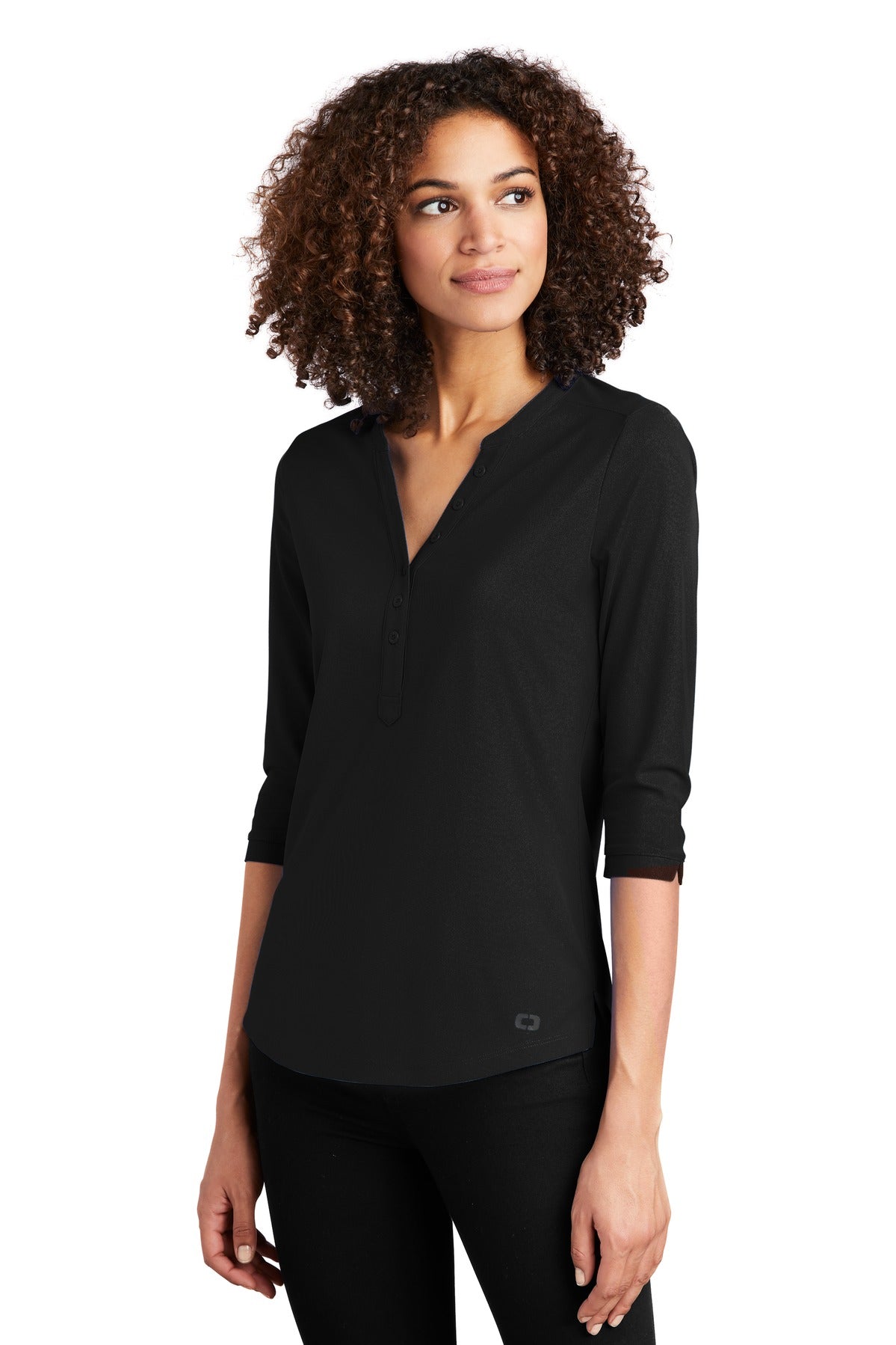 OGIO Women's Jewel Henley LOG104 - Blacktop - three_q