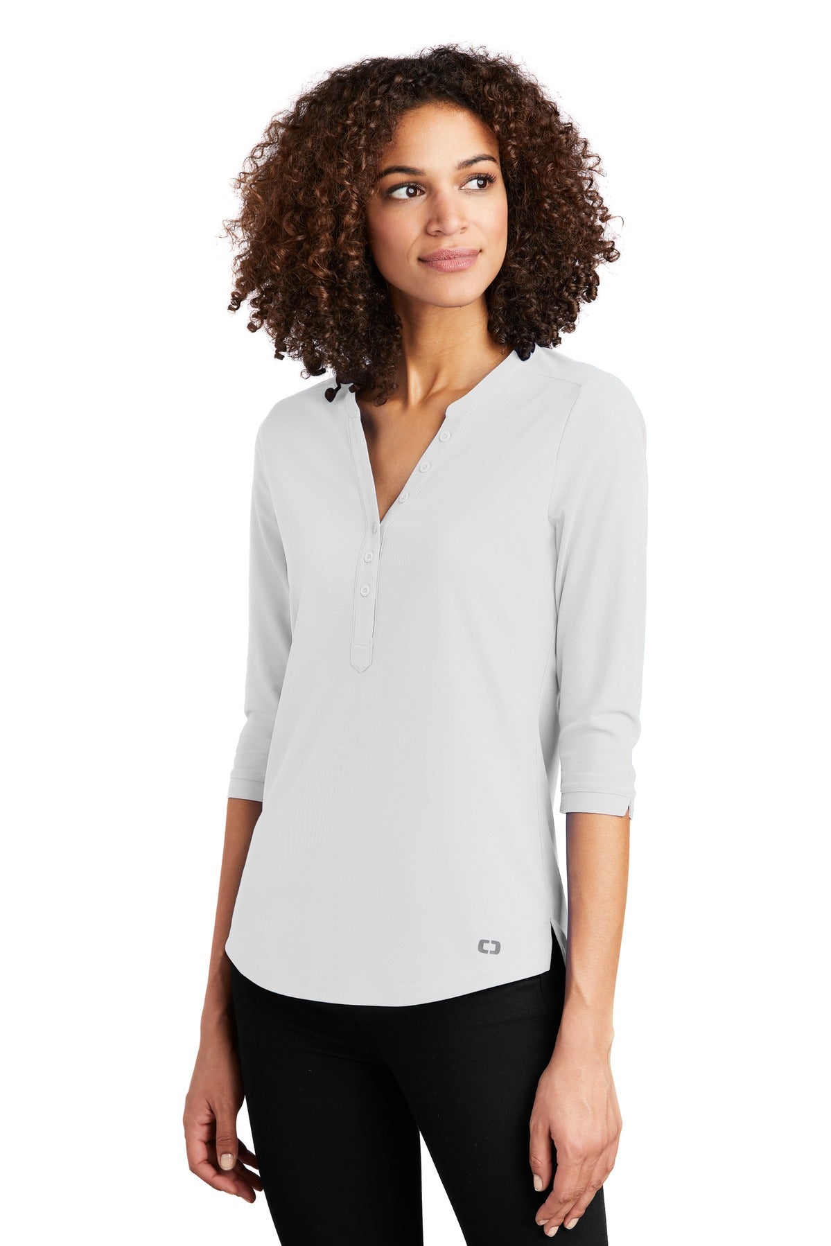 OGIO Women's Jewel Henley LOG104 - Bright White - three_q
