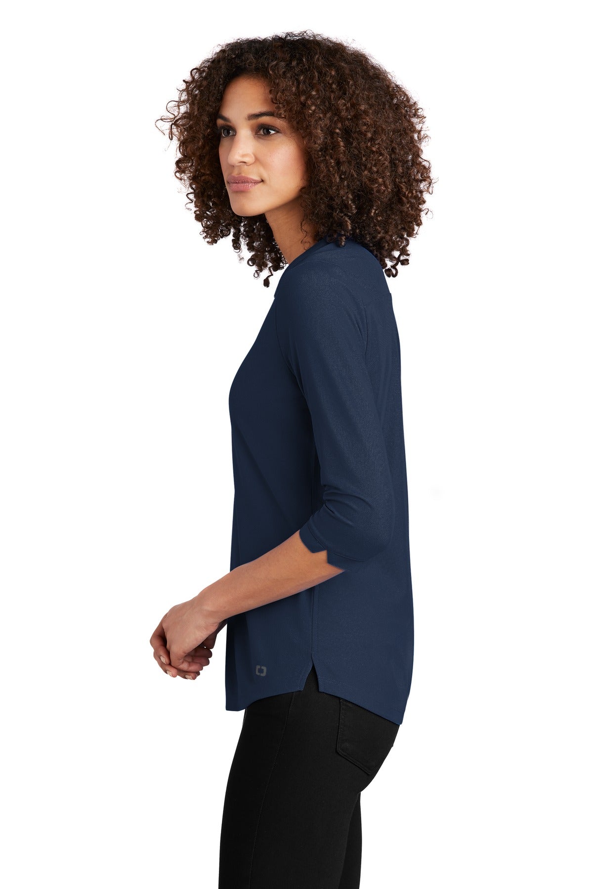 OGIO Women's Jewel Henley LOG104 - Navy - side