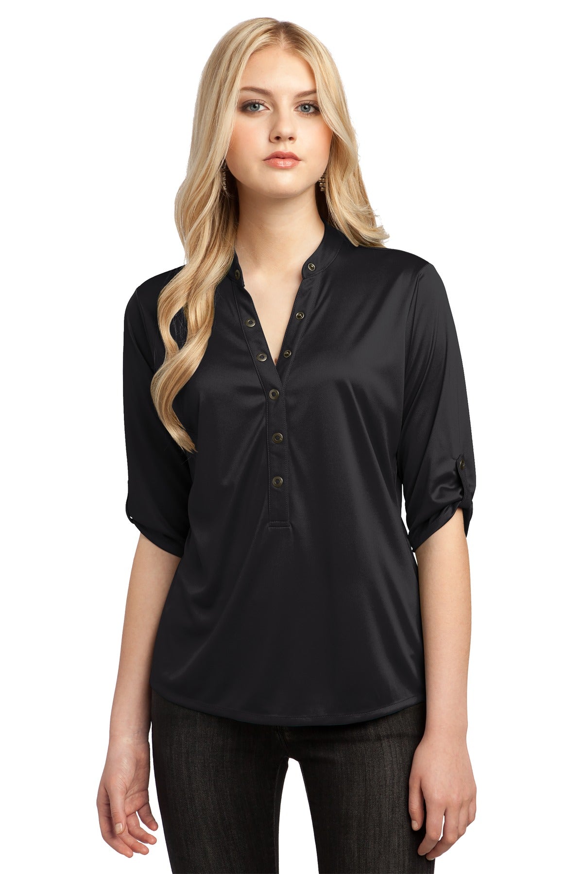 OGIO - Crush Henley. LOG111 - Blacktop - front