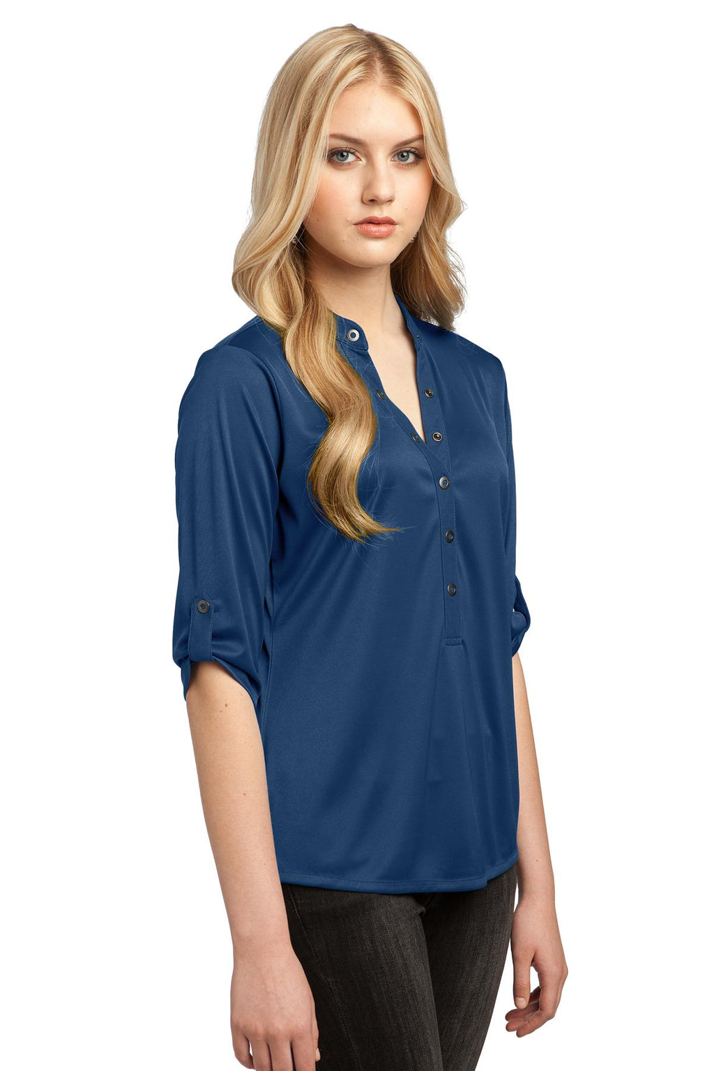 OGIO - Crush Henley. LOG111 - Blue Indigo - three_q