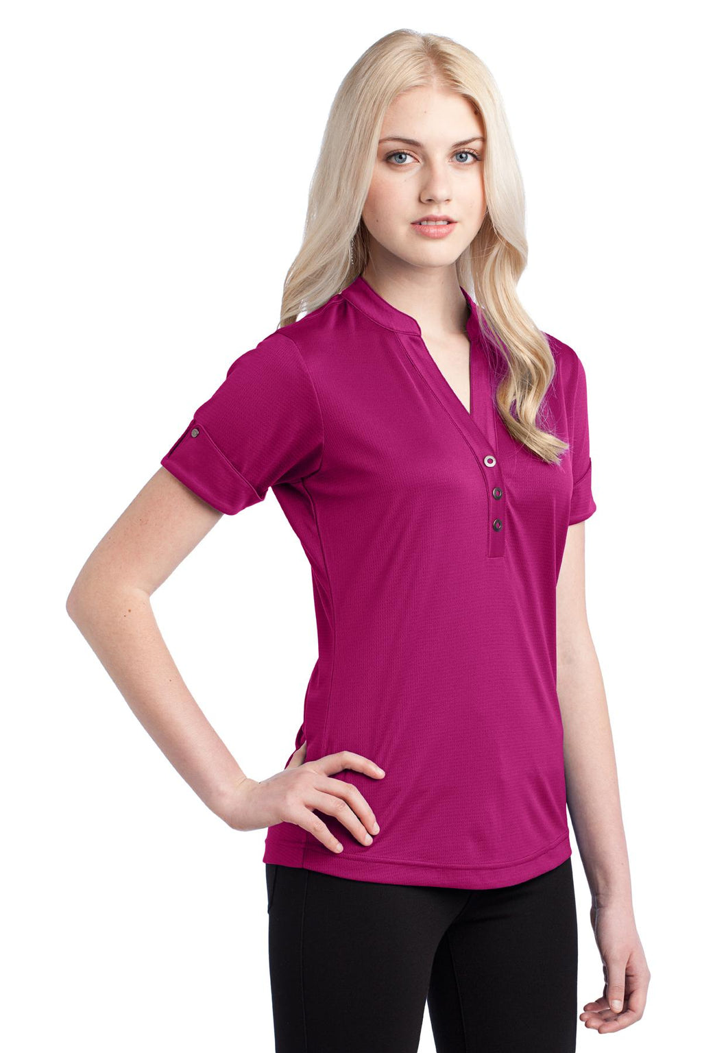 DISCONTINUED OGIO Gaze Henley. LOG114 - Berry Burst - three_q