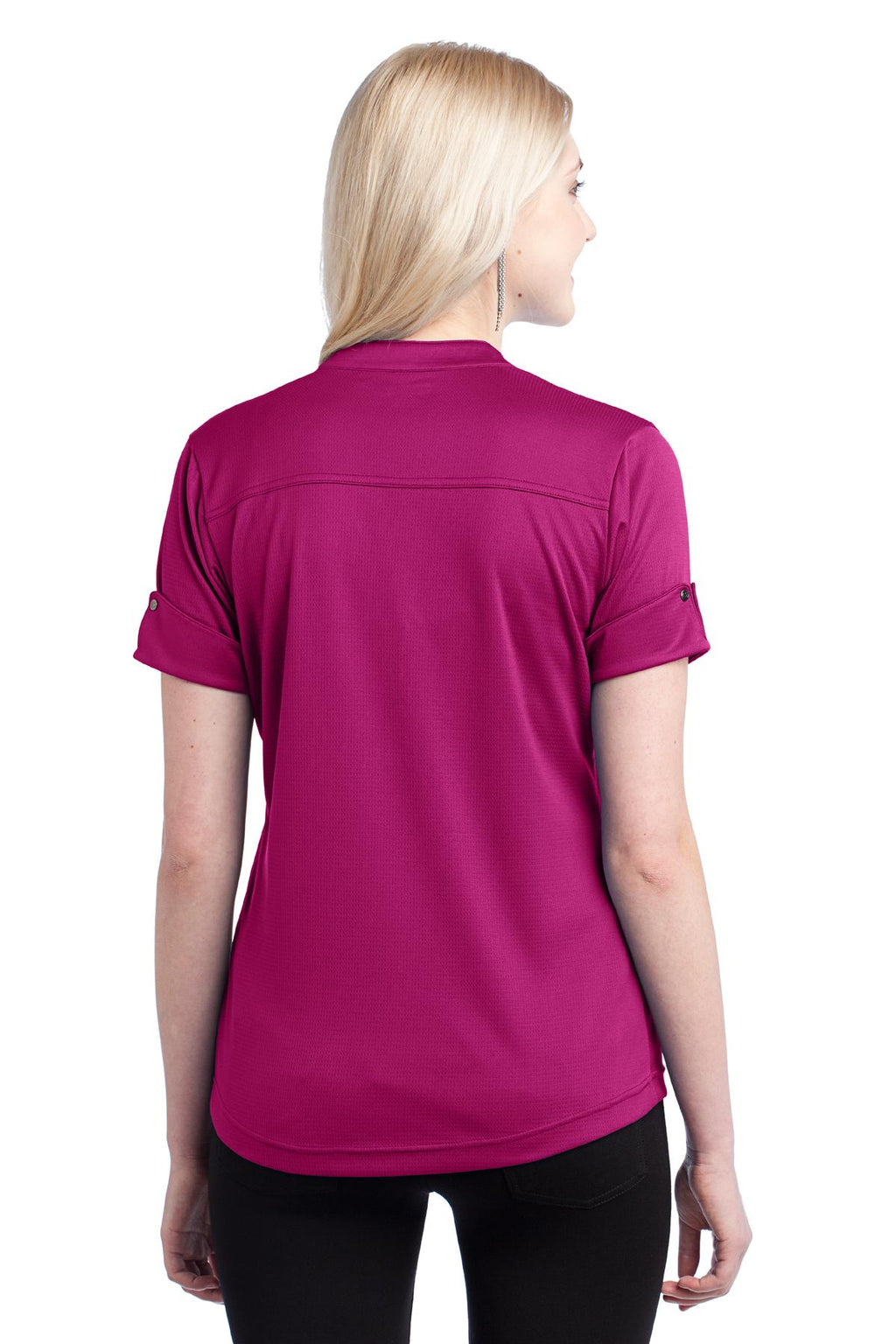 DISCONTINUED OGIO Gaze Henley. LOG114 - Berry Burst - back