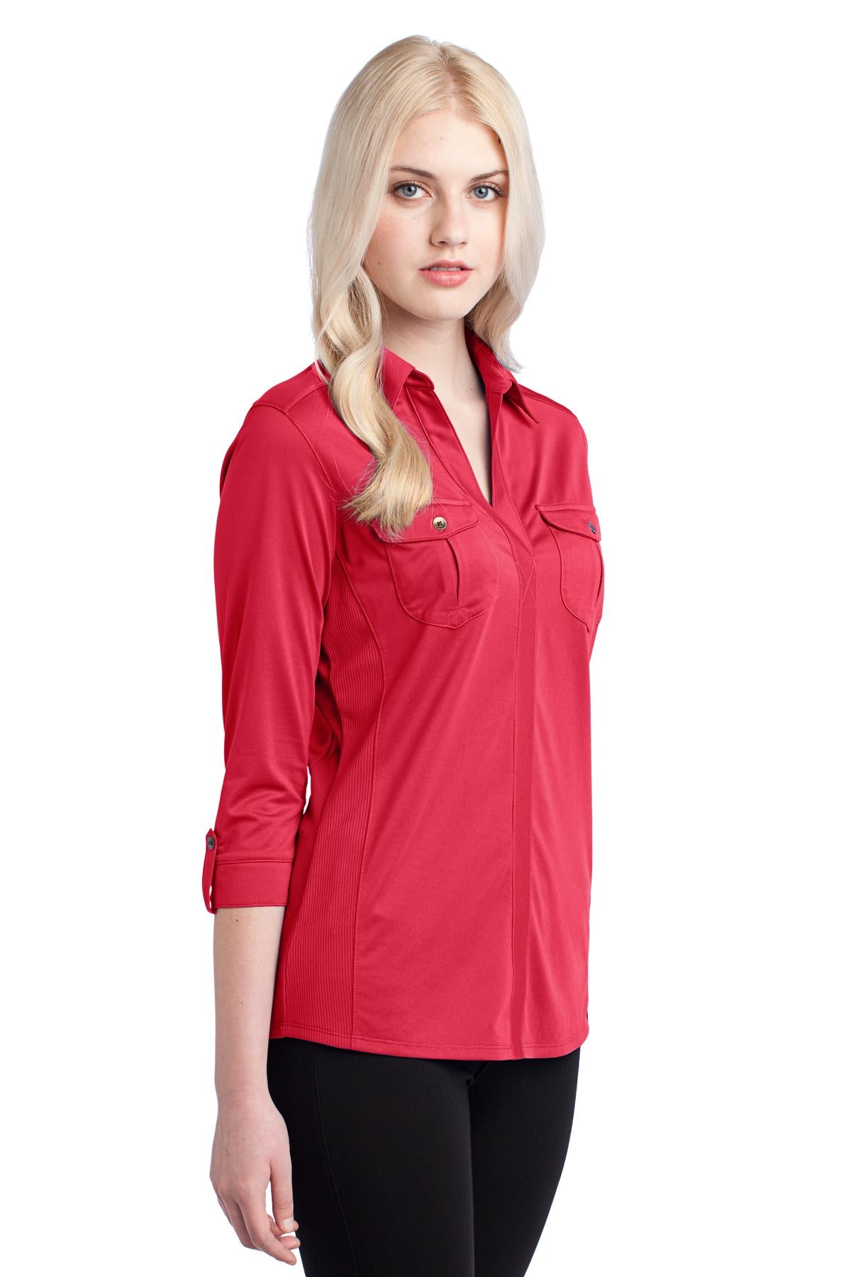 DISCONTINUED OGIO Pearl Polo. LOG115 - Pink Rouge - three_q