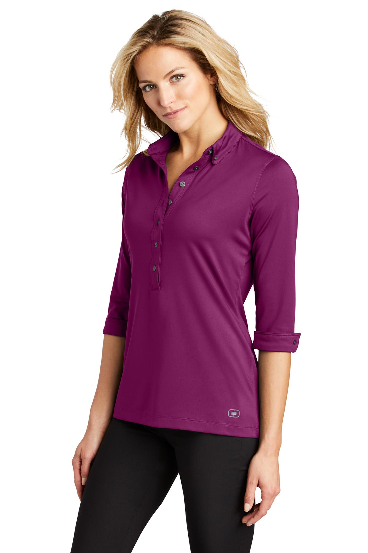 OGIO Women's Gauge Polo. LOG122 - Berry Burst - three_q