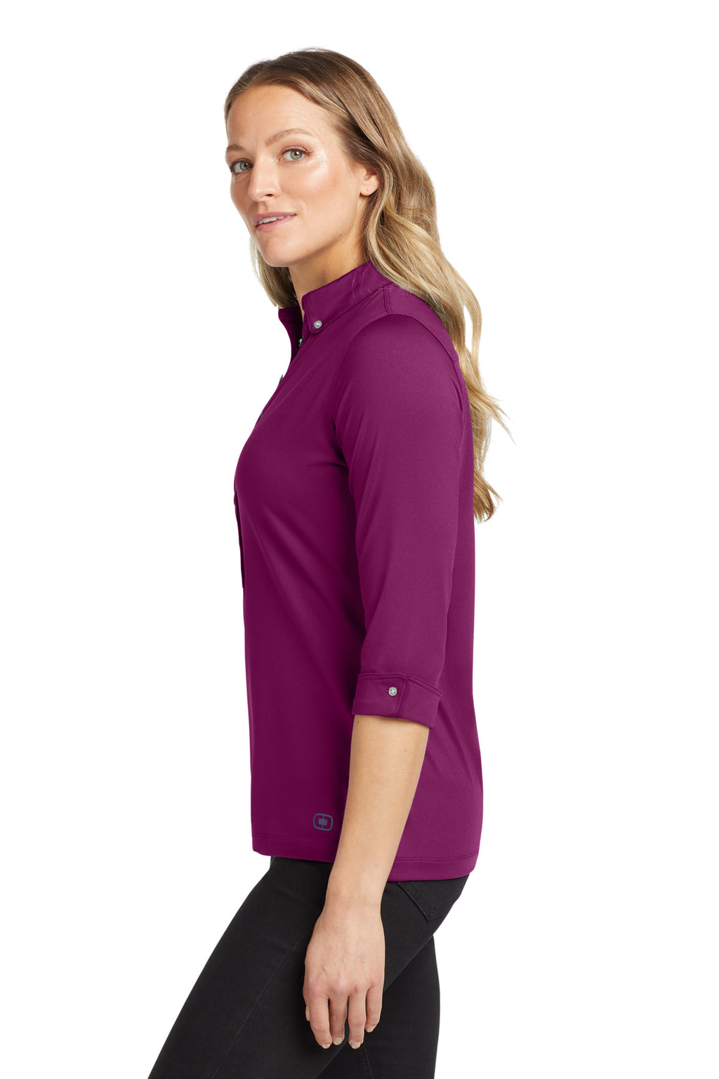 OGIO Women's Gauge Polo. LOG122 - Berry Burst - side