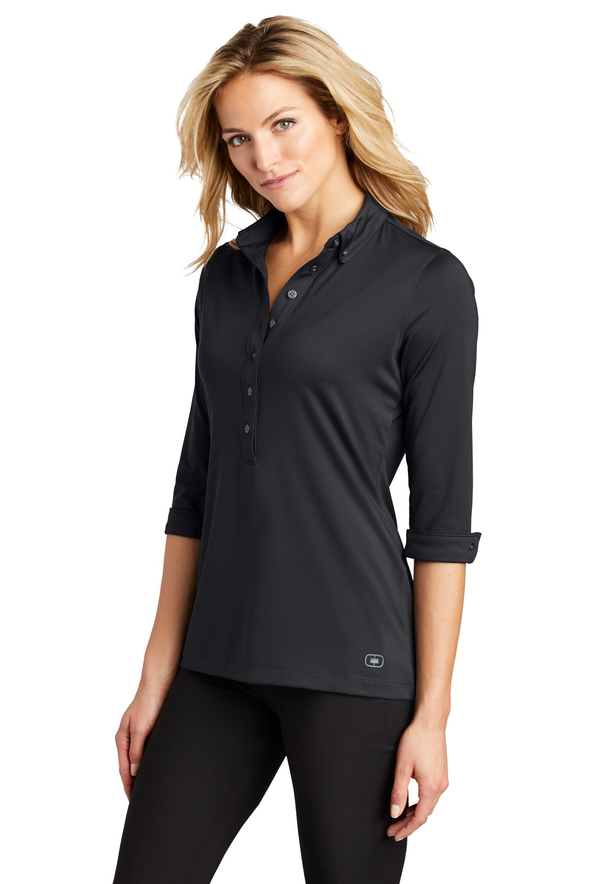 OGIO Women's Gauge Polo. LOG122 - Blacktop - three_q