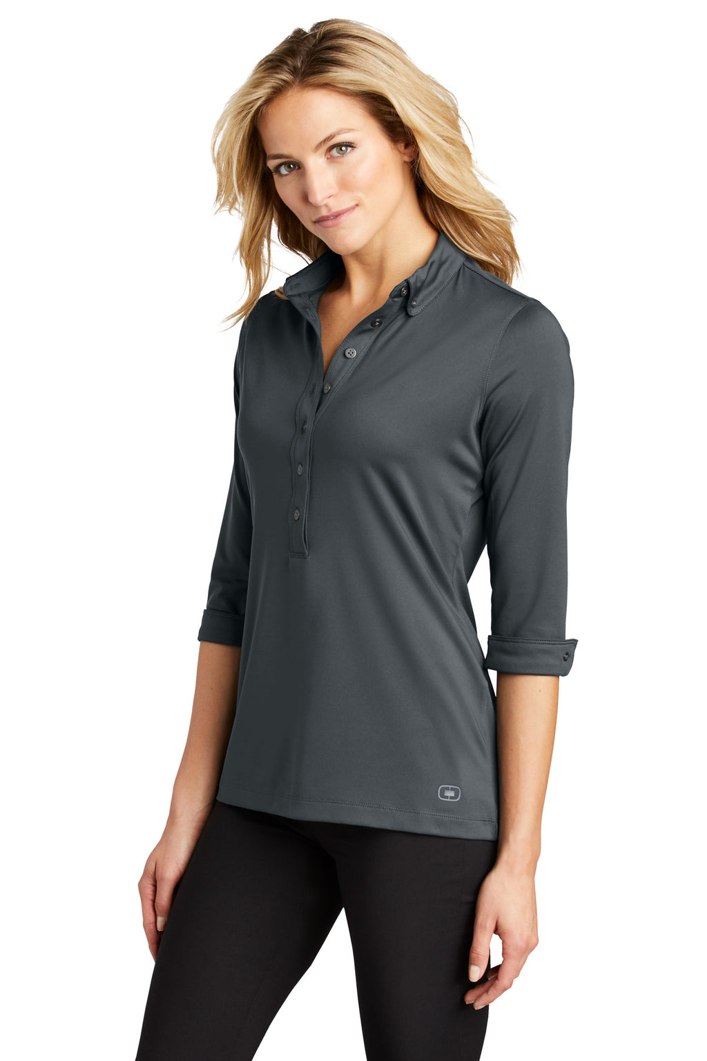 OGIO Women's Gauge Polo. LOG122 - Diesel Grey - three_q