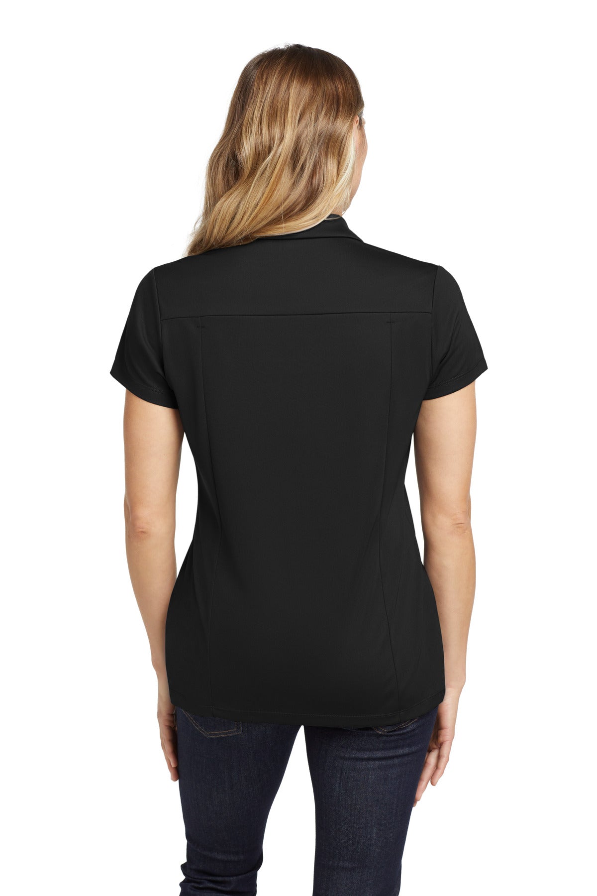 OGIO Women's Framework Polo. LOG125 - Blacktop - back