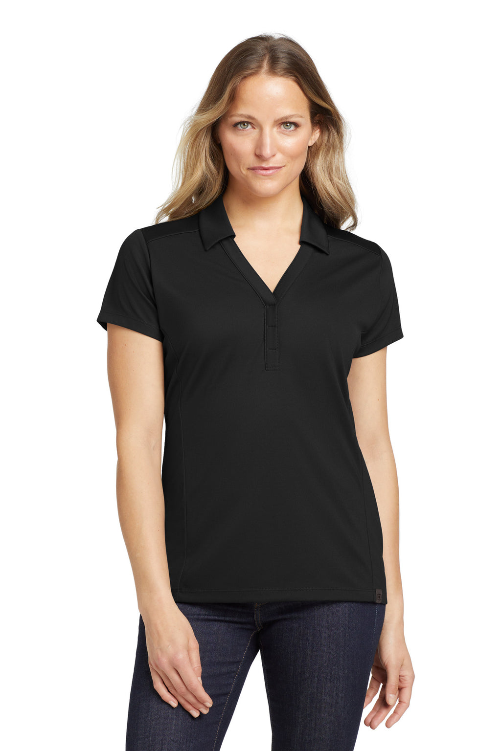 OGIO Women's Framework Polo. LOG125 - Blacktop - front