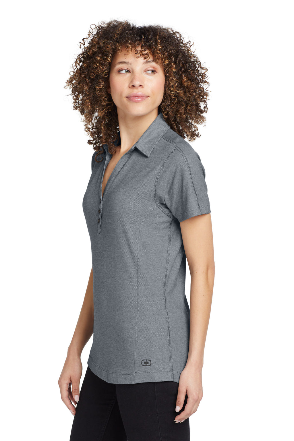 OGIO Women's Onyx Polo. LOG126 - Petrol Grey - side