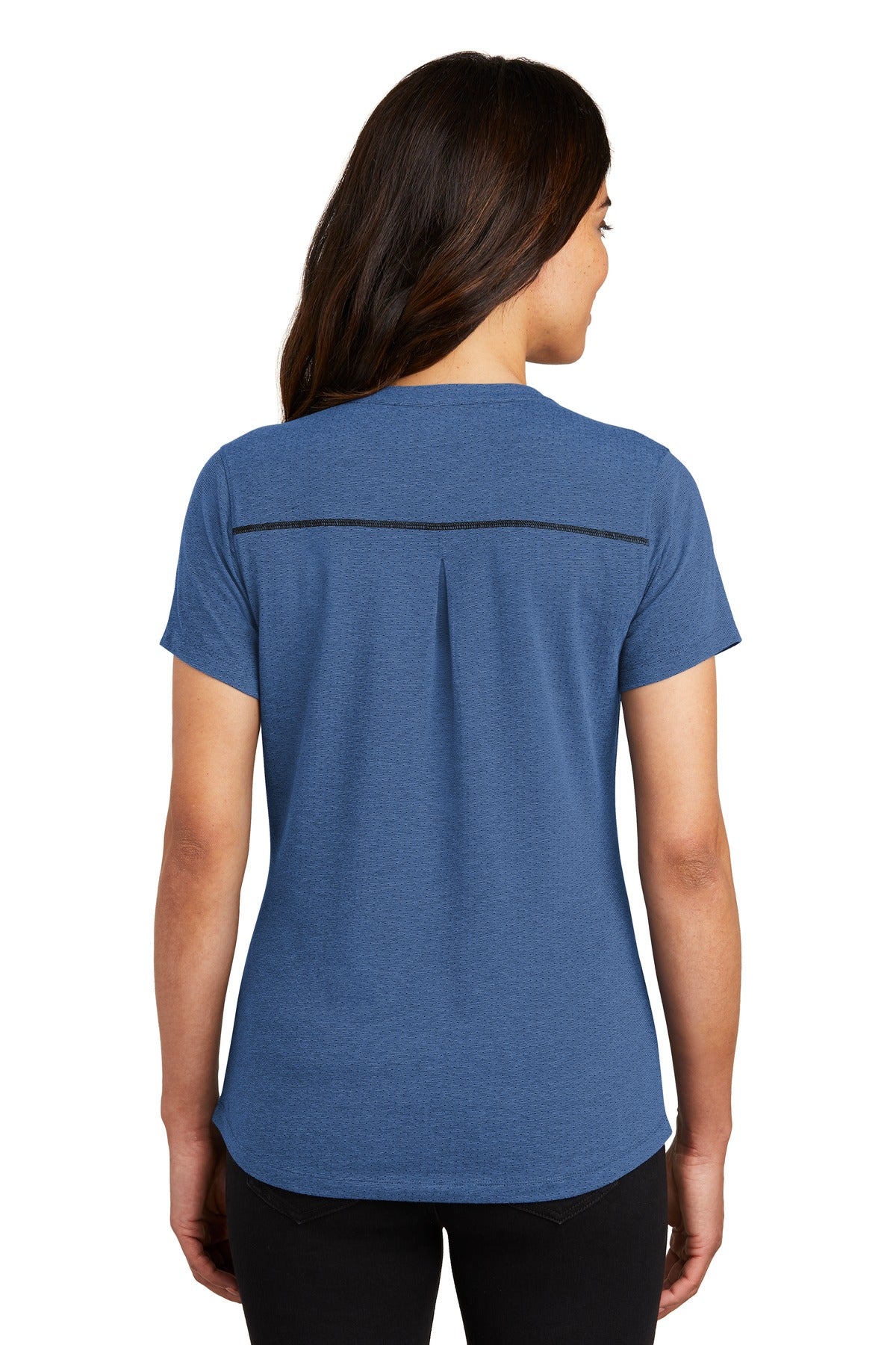 OGIO Women's Tread Henley. LOG136 - Blue Heather - back