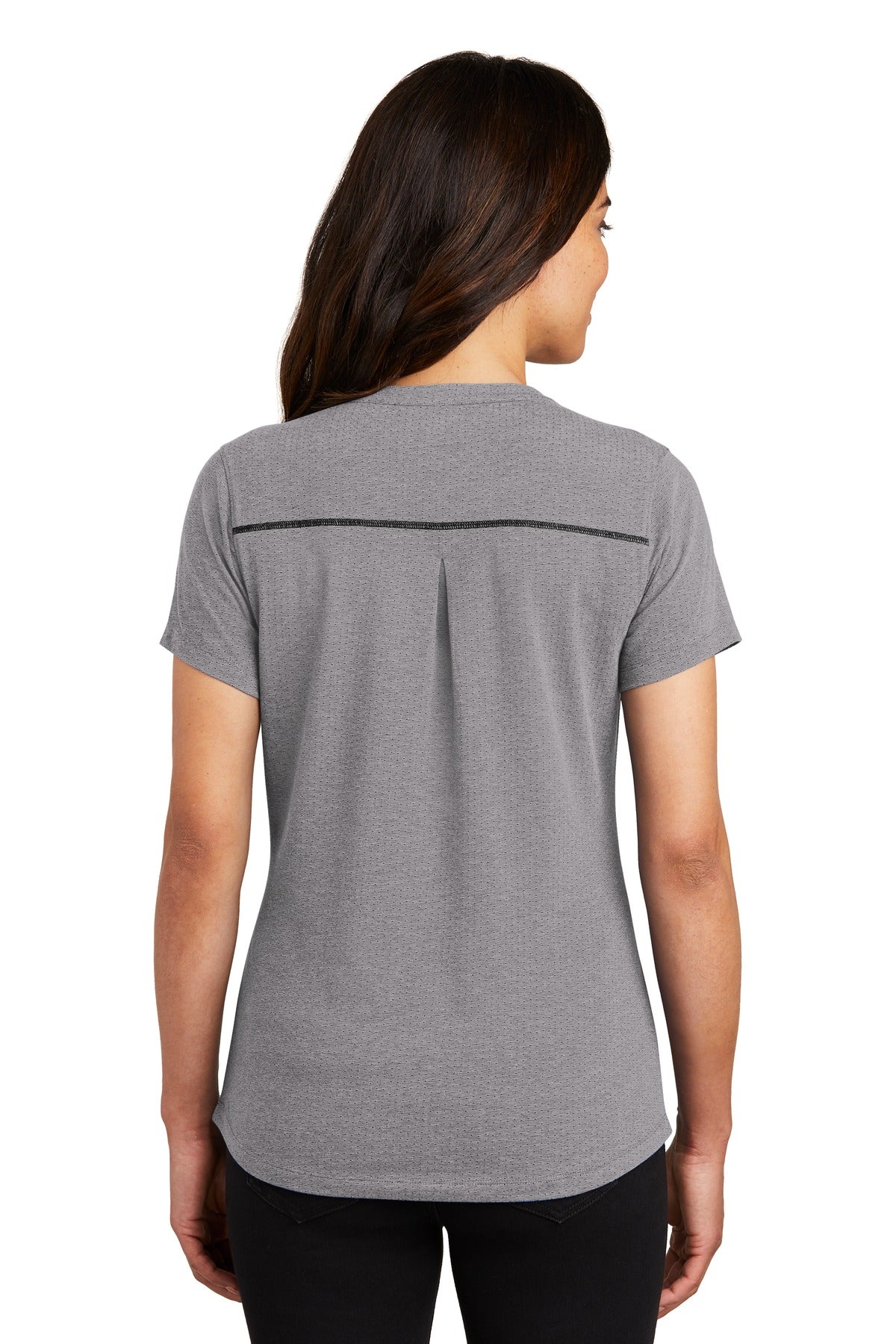 OGIO Women's Tread Henley. LOG136 - Grey Heather - back
