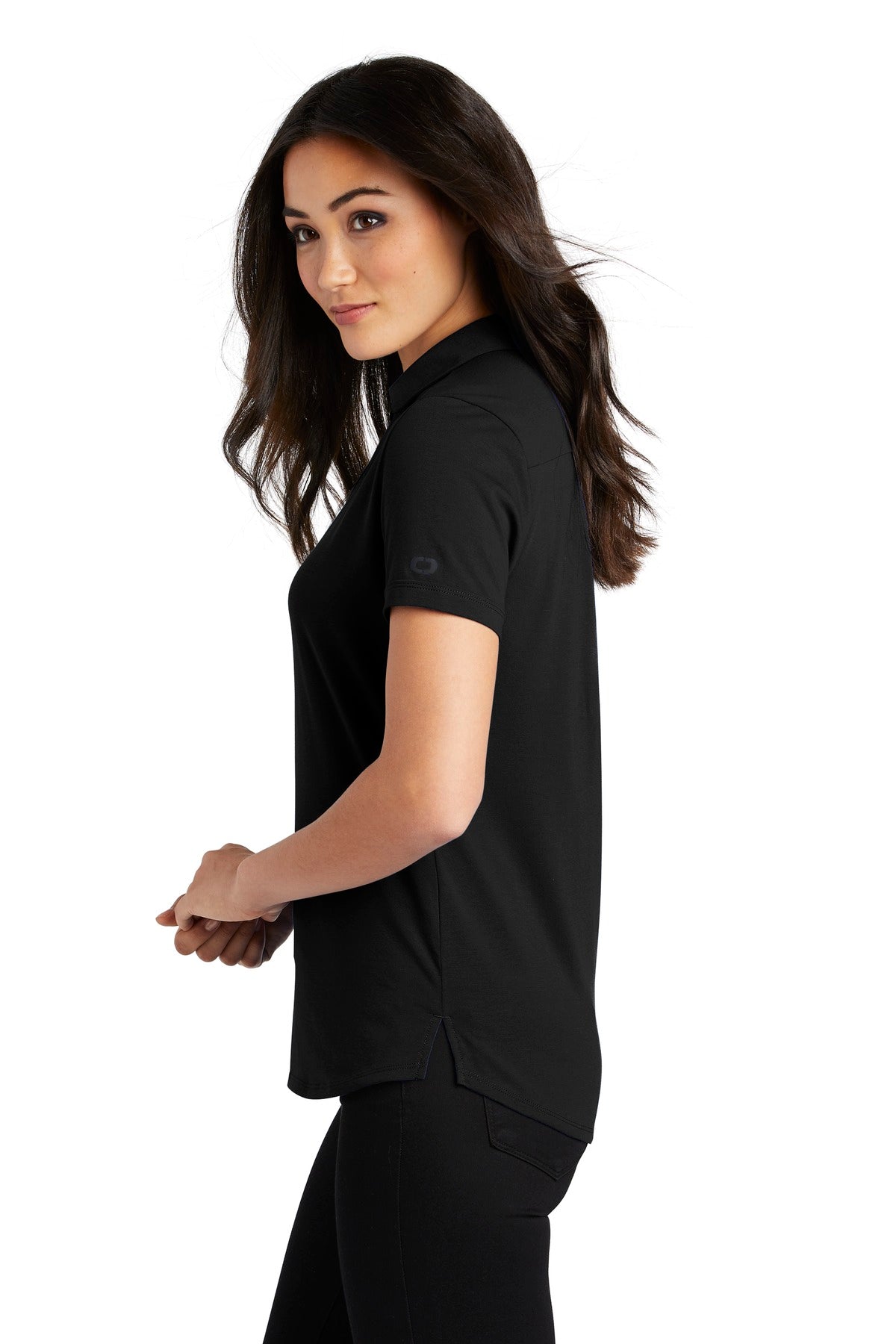 OGIO Women's Limit Polo. LOG138 - Blacktop - side