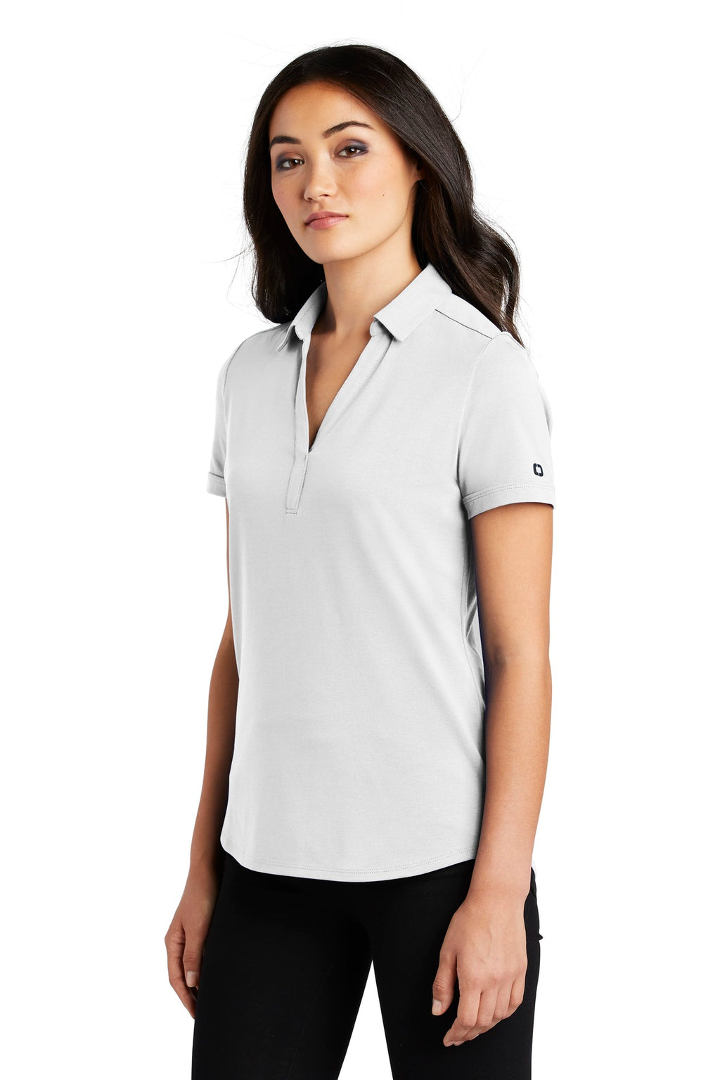 OGIO Women's Limit Polo. LOG138 - Bright White - three_q