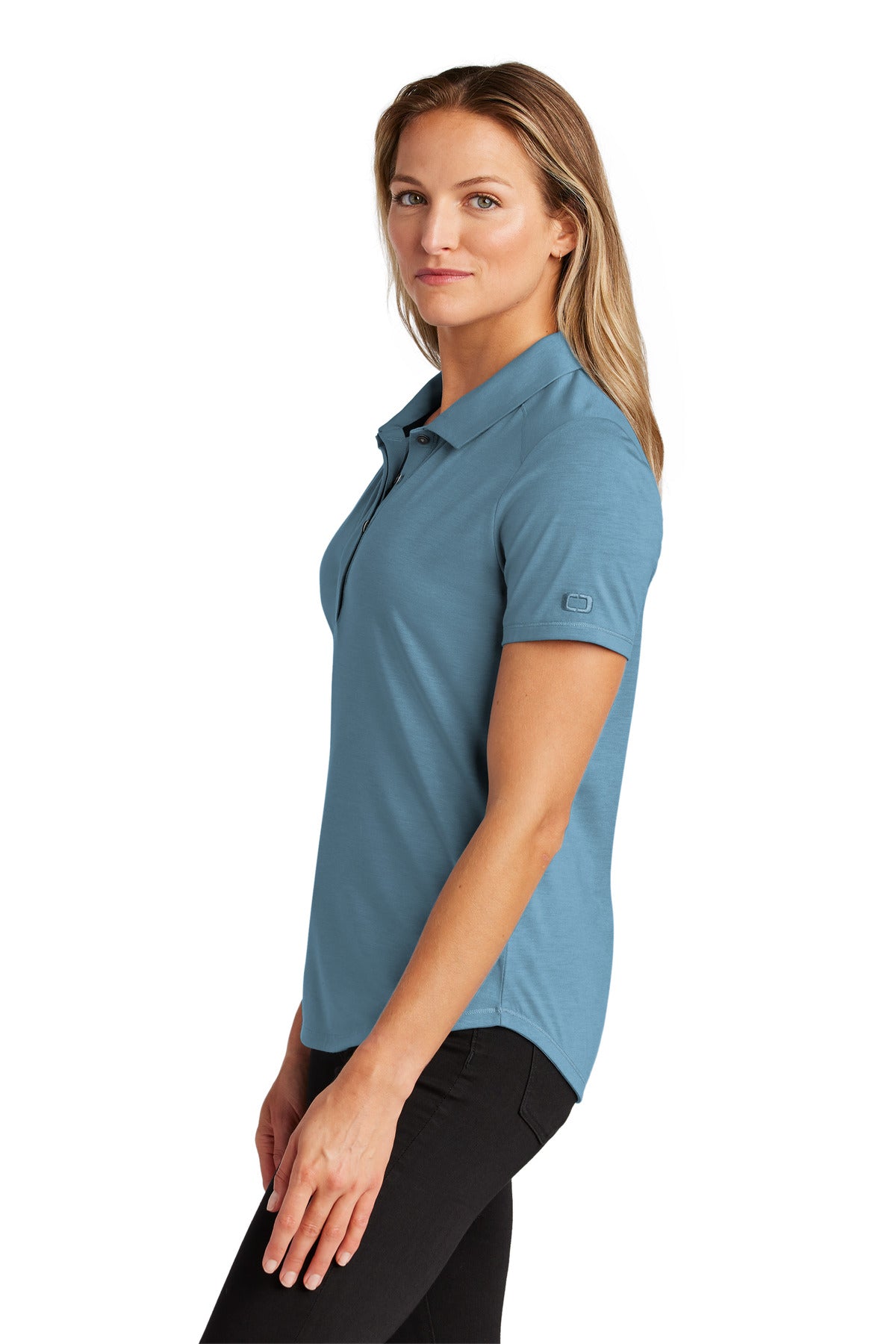 OGIO Women's Motion Polo LOG152 - Blue Mist - side