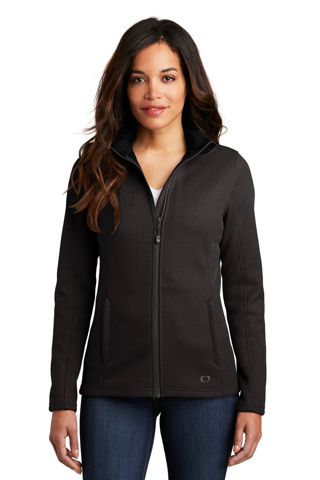 OGIO Women's Grit Fleece Jacket. LOG727 - Blacktop - front