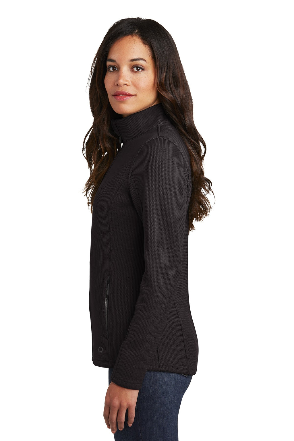 OGIO Women's Grit Fleece Jacket. LOG727 - Blacktop - side