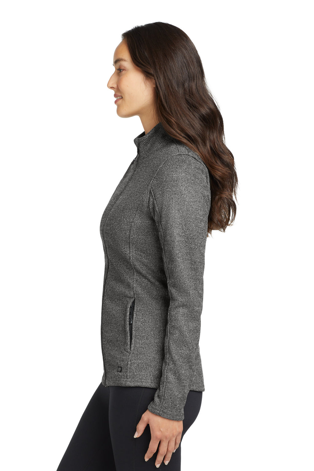 OGIO Women's Grit Fleece Jacket. LOG727 - Diesel Grey Heather - side