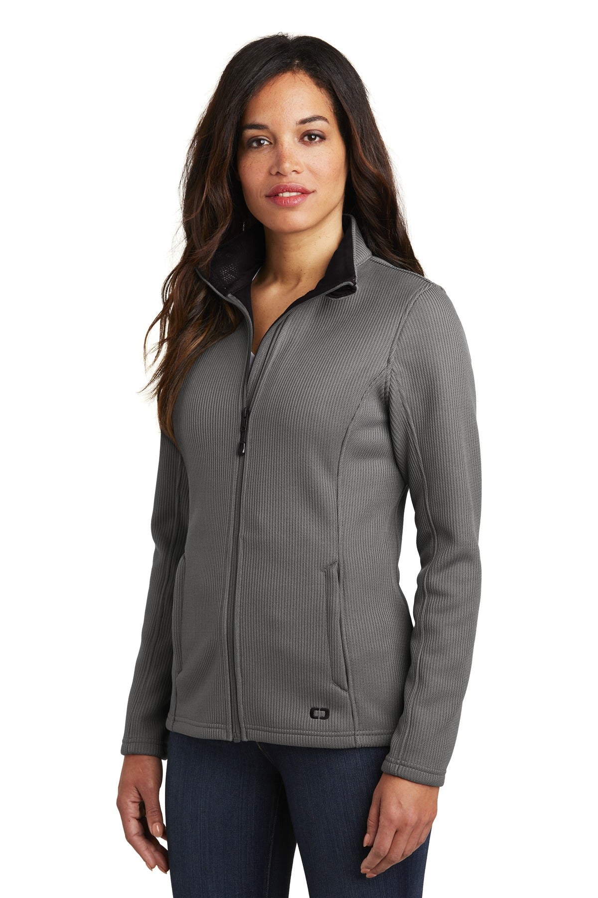 OGIO Women's Grit Fleece Jacket. LOG727 - Gear Grey - three_q