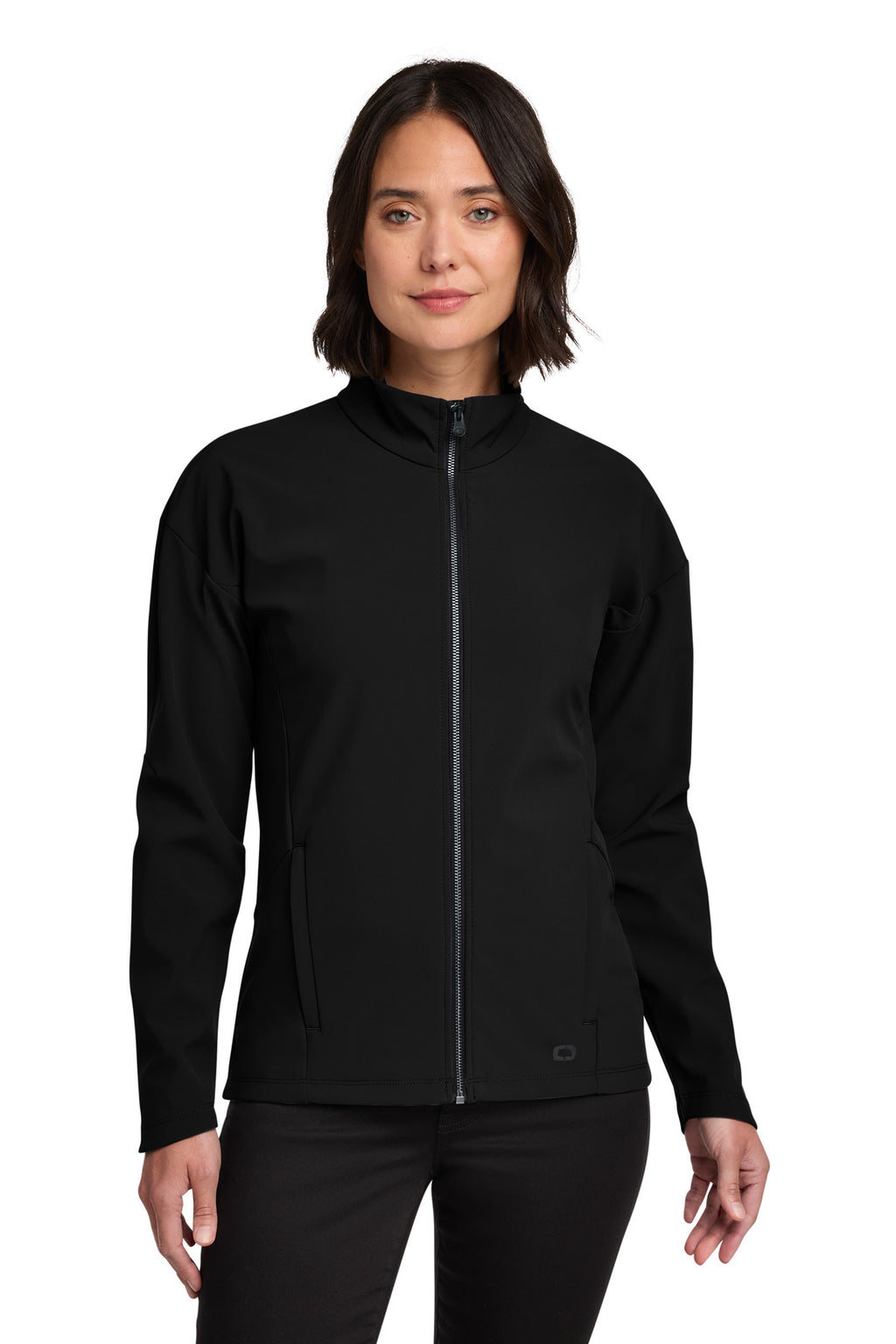 OGIO Women's Commuter Full-Zip Soft Shell LOG755 - Blacktop - front