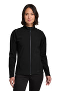 OGIO Women's Commuter Full-Zip Soft Shell LOG755 - Blacktop - front