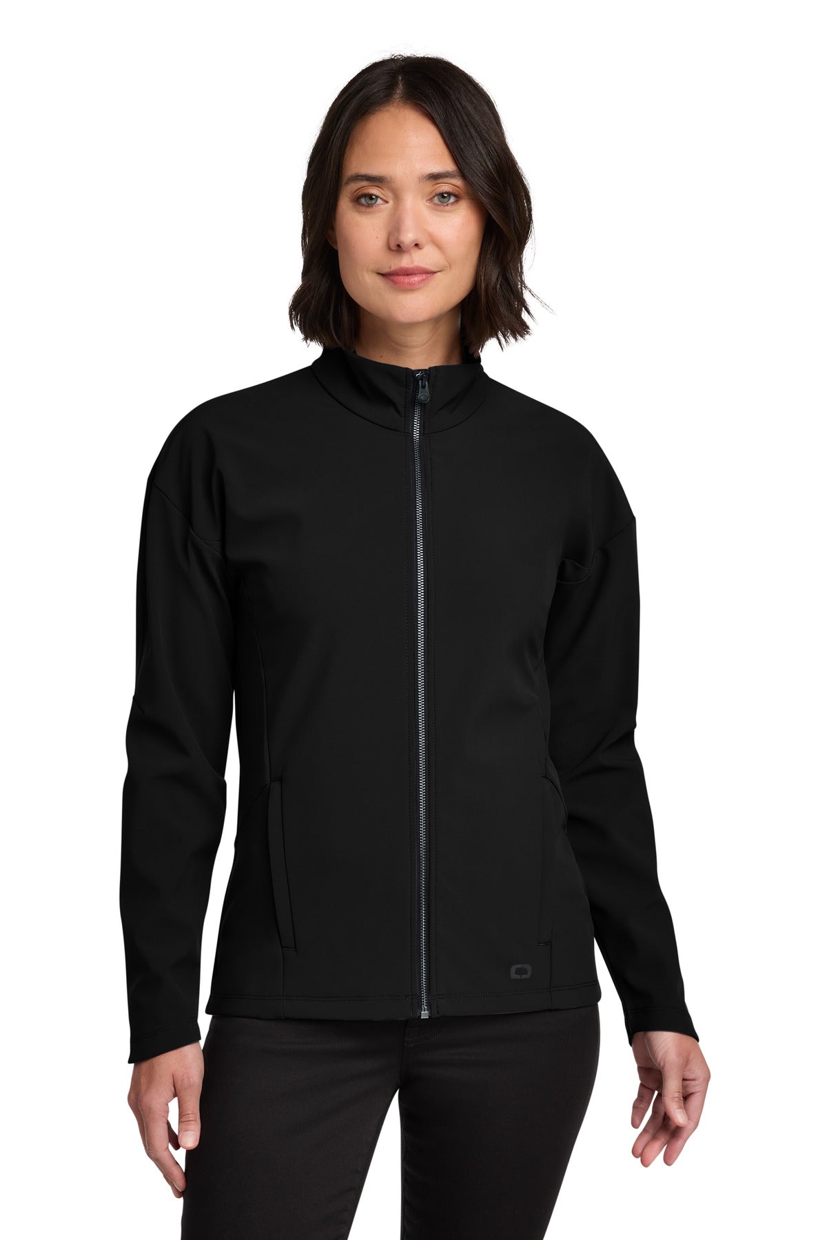 OGIO Women's Commuter Full-Zip Soft Shell LOG755 - Blacktop - front
