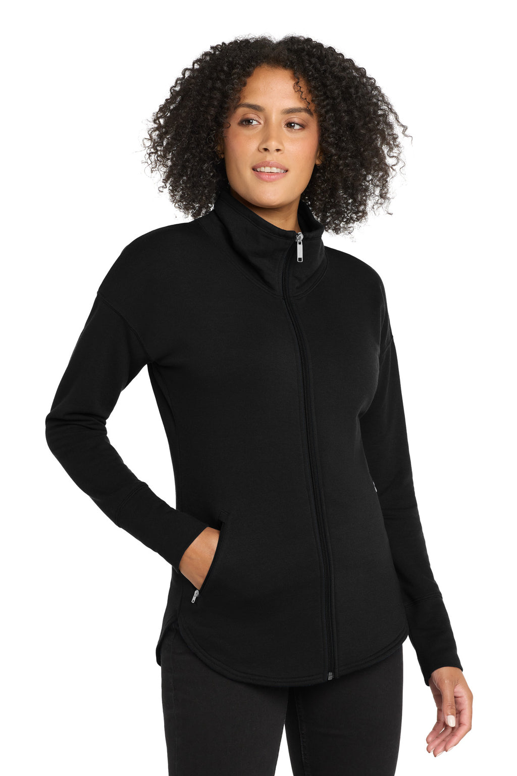 OGIO Women's Luuma Full-Zip Fleece. LOG812 - Blacktop - front