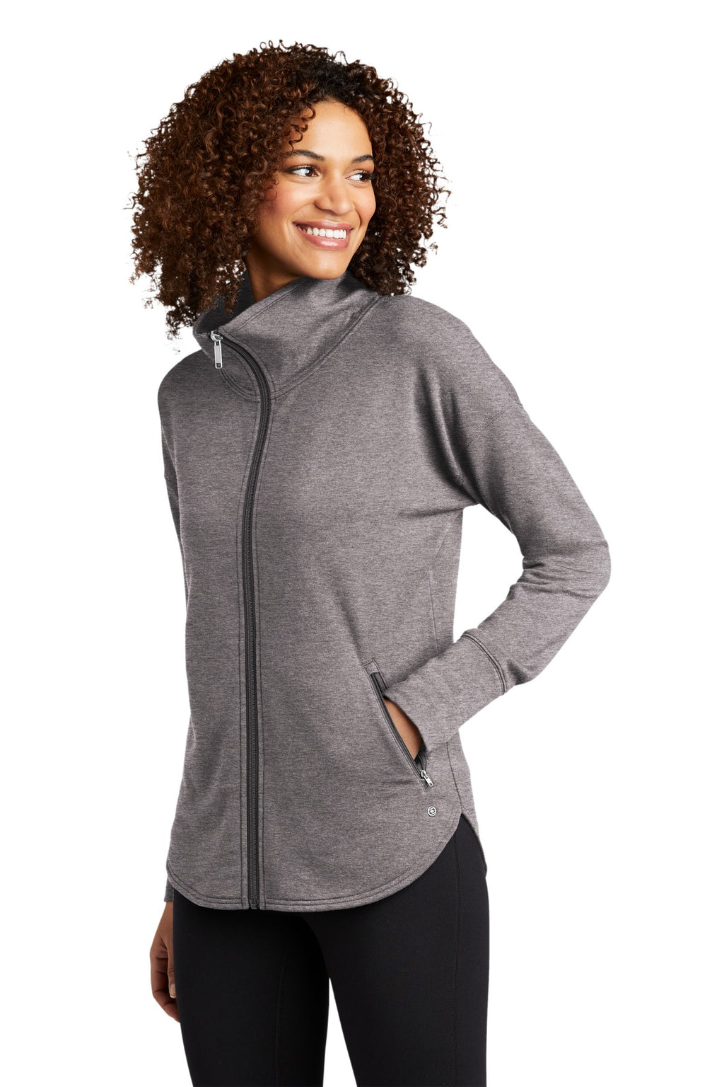 OGIO Women's Luuma Full-Zip Fleece. LOG812 - Petrol Grey Heather - three_q